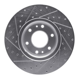 Buick Rainier Brake Rotor (1) - Front Right - R1 Concepts - Drilled & Slotted - Silver - `02-`09